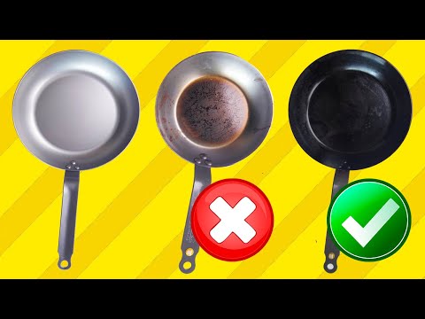 How to SEASON IRON and CARBON STEEL FRYING PAN ▶ TOTAL SEASONING 😍