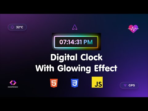 Digital Clock With Glowing Effect Using Html Css Javascript Javascript Project