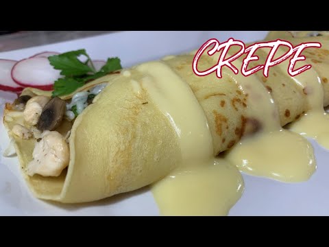 Chicken Crepe With Mushrooms Spinach & Cheese