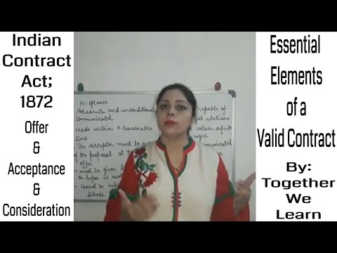 Essential Elements of Valid Contract || Offer, Acceptance and Consideration Video