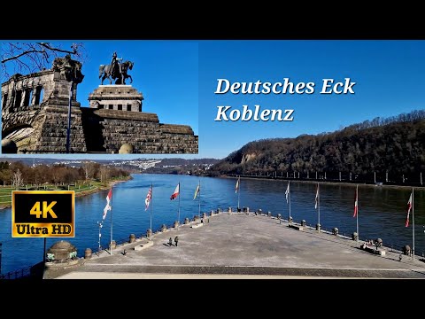 Deutsches Eck Koblenz, Germany | Where the Mosel river joins the Rhine | 4k Ultra HD | Deutschland