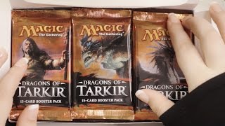 Binaural ASMR: Opening 36 Magic The Gathering Booster Packs. Unboxing Tingles  In The Land Of Tarkir