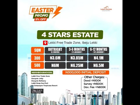 Residential Land For Sale 4 Stars Estate Behind Lekki Free Trade Zone In Close Proximity To Dangote Refinery And Dangote Jetty Ibeju-Lekki Lagos
