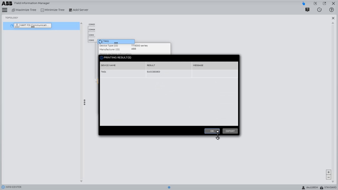 Document device settings as pdf - ABB Field Information Manager