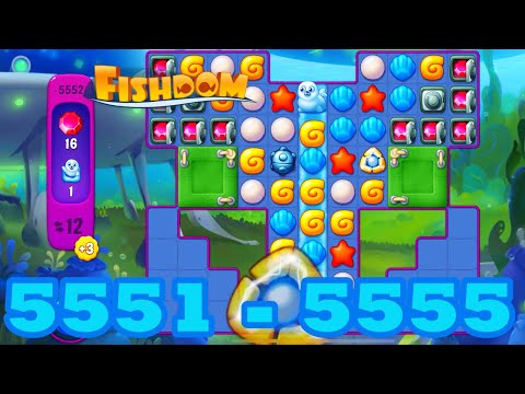 Fishdom Level 5551 - 5555 HD Walkthrough | 3 match puzzle | gameplay | android | 5552 | 5553 | 5554