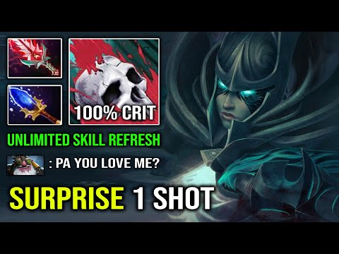 1 SHOT QUEEN Unlimited Crit Rate Surprise Jump Phantom Assassin 100% Deleted Sniper Dota 2