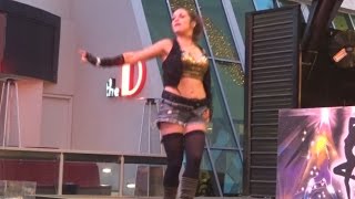 Sexy Go-go Dancer Dancing DJ on Fremont Street Downtown Las Vegas