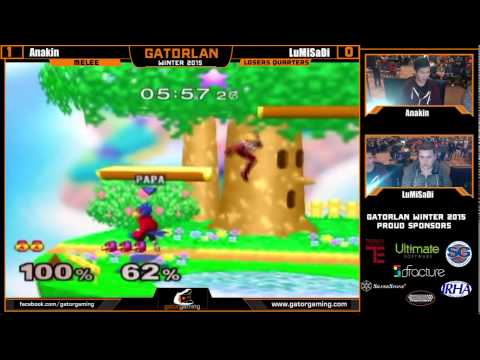 GatorLAN Winter 2015 SSBM Losers Quarters - AnakinXD [Sheik] vs LuMiSaDi (Falco)