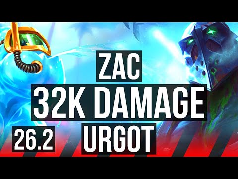 ZAC vs URGOT (TOP) | Good KDA: 15/1/7, 32K damage | EUNE Master | 26.2