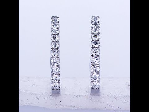 0.51CT  18KT WHITE GOLD ROUND DIAMOND HUGGIE EARRINGS W/ LEVERBACKS
