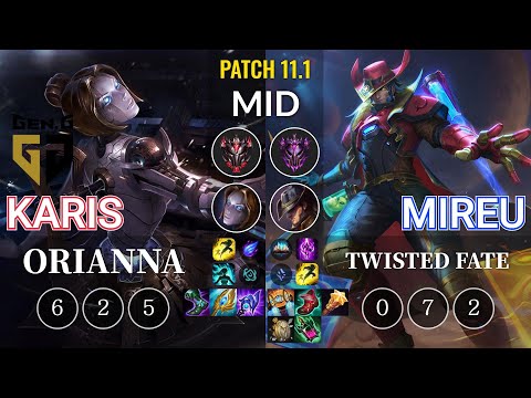GEN Karis Orianna vs Mireu Twisted Fate Mid - KR Patch 11.1