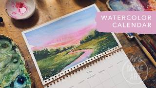 Watercolor Landscape | June Watercolor Calendar Spread