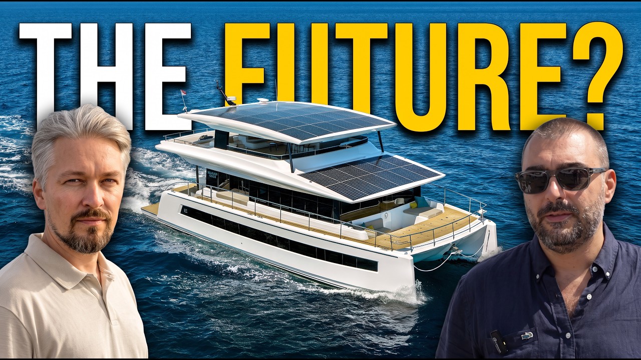 Silent 62 solar catamaran with roof-mounted photovoltaic panels
