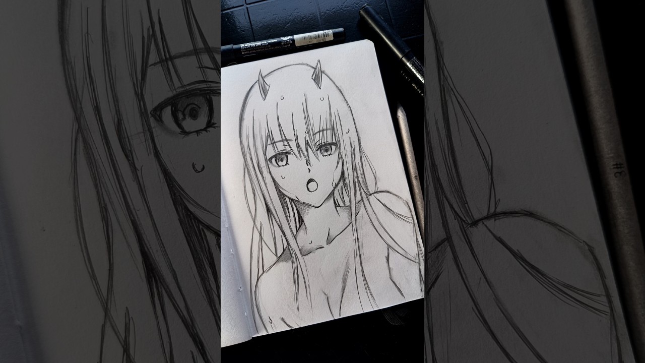 Zero Two Drawing ||#art #drawing #zerotwo #darlinginthefranx #animedrawing #anime #animegirl #viral