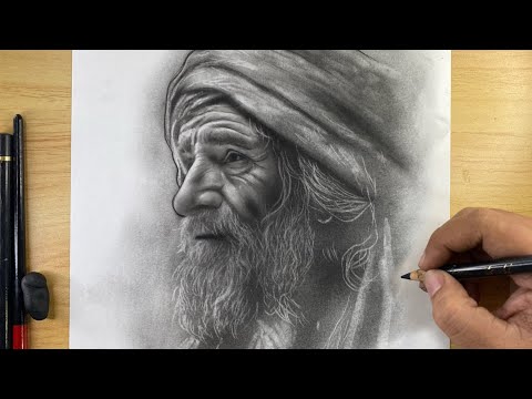Draw a portrait of Grandfather with a pencil
