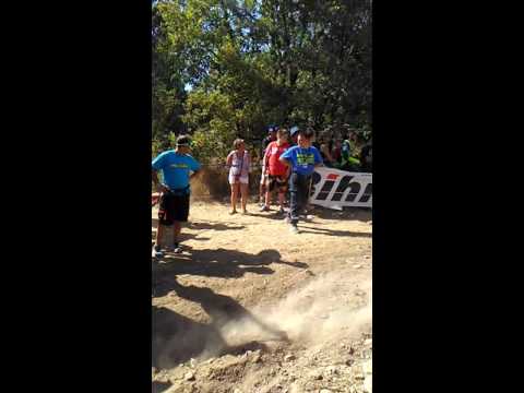 Dan Mundell working the crowd at World Enduro GP Cahors, France, hill climb. Mega ! :)