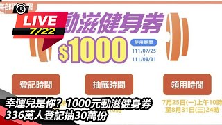 幸運兒是你？1000元動滋健身券　336萬人登記抽30萬份