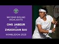 Ons Jabeur vs Zhuoxuan Bai | Second Round Highlights | Wimbledon 2023