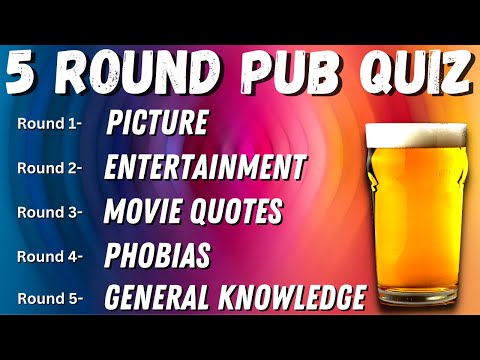 Virtual Pub Quiz 5 Rounds: Picture, Entertainment, Movie Quotes, Phobia and General Knowledge