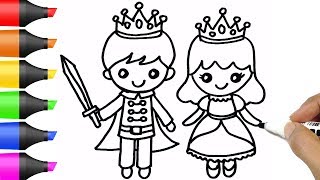 Drawing Cute Prince and Princess | Coloring Pages | BOBO Cute Art