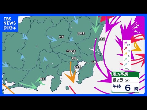 【台風6号情報】昼過ぎにかけ関東に最接近か&nbsp;危険な｢線状降水帯｣発生のおそれ　夕方以降は陸地から遠ざかる見込みも吹き返しの風に警戒｜TBS&nbsp;NEWS&nbsp;DIG