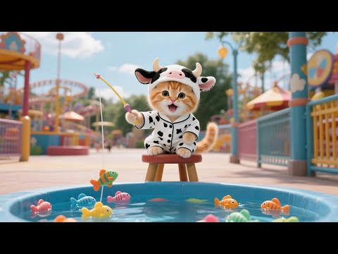Papa Cat and Mama Cat Take Ginger to the Amusement Park for the First Time 🎢🐱✨ | Funny Cat Videos