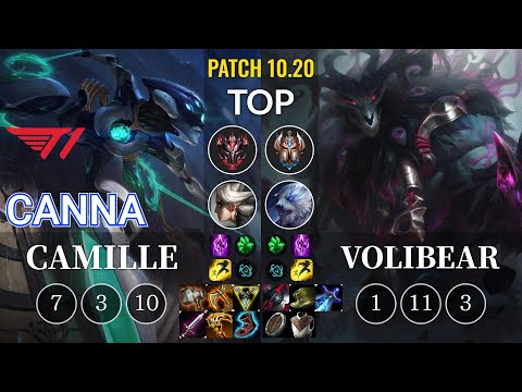 T1 Canna Camille vs Volibear Top - KR Patch 10.20