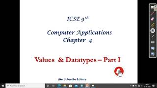 ICSE 9th Computer Applications - Chapter 4 - Part 1