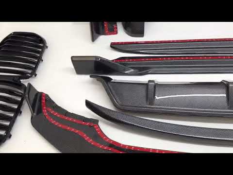 Fits BMW X5 G05 Aero Body Kit Front Splitter Side Skirts Rear Diffuser Carbon Look video