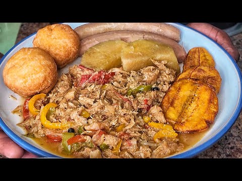 HOW TO MAKE JAMAICAN SALTFISH RUN DUNG WITH YAM BANANA FRIED DUMPLINGS & PLANTAINS