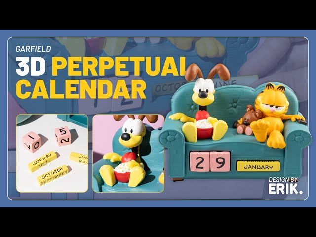 Vídeo relacionado con Calendario Perpetuo gato Garfield 3D - Figura Regalo Original Divertido : Decoracion Habitacion Juvenil o escritorio - Calendario sobremesa para niños y adultos