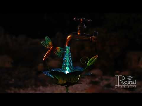 12488 Flower Waterdrop Solar Stake Dragonfly