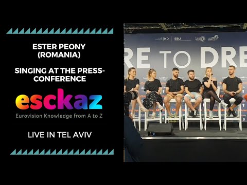 ESCKAZ in Tel Aviv: Ester Peony (Romania) singing at the press-conference