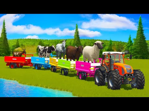 LOAD BUFFALO, HORSES, SHEEPS, COWS, GOATS & TRANSPORT WITH KUBOTA & RIGI TRAC TRACTORS - FS25
