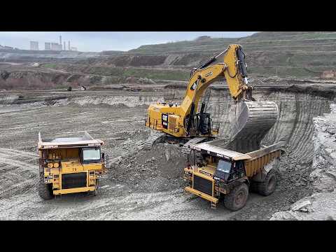 Cat 6015B Excavator Loading Overburden On Cat 773 & 775 Dumpers - Sotiriadis/Labrianidis Mining Work