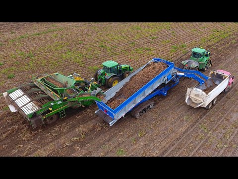 Potato cart used to remove dirt in the field
