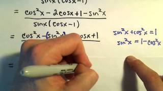 Simplifying Trigonometric Expressions Involving Fractions, Example 2