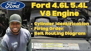 Ford 4.6L 5.4L V8 Engine Cylinder Identification Firing Order Belt Routing Diagram