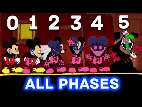 Corrupted Mickey Mouse ALL PHASES (0-5 phases) [Reanimated + Colored] Friday Night Funkin`