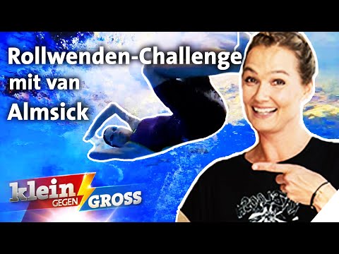 Who can do more tumble turns in the pool? Franziska van Almsick vs. Katharina (12) | Little vs. Big