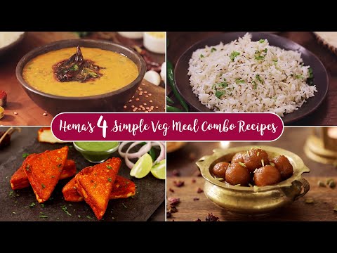 Hema’s 4 Simple Veg Meal Combo | Lunch Recipes | North Indian Recipes | Restaurant Style Recipe