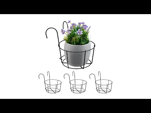 4er Set Blumentopf Halter für den Balkon Schwarz - Eisen - 20 x 21 x 26 cm