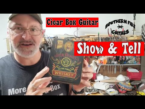 Cigar Box Guitar - Show and Tell, Build from 2018 - Plus Jack Daniel's Tin.