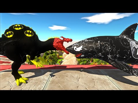 BATSPIDERMAN SPINOSAURUS ISLAND DEATH RUN - Animal Revolt Battle Simulator ARBS