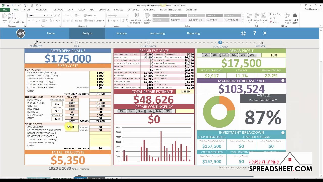 House Flipping Spreadsheet - Software Demo