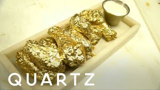 Eating food covered in gold