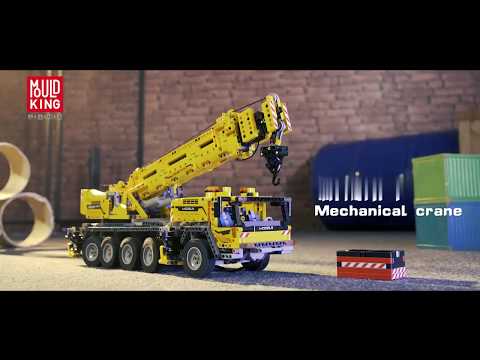 Crane building brick blocks in action