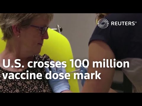 美國疫苗接種量突破1億大關。 (U.S. crosses 100 million vaccine dose mark)