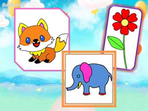 تعليم الرسم للاطفال | رسم فيل و ثعلب و وردة | how to draw elephant , fox a nd flower| بيبى ستار هنا hana