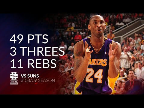 Kobe Bryant 49 pts 3 threes 11 rebs vs Suns 08/09 season